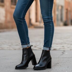 GIBSON LATIMER Leather Ankle Chelsea Boot Design, Women’s 9M, Black